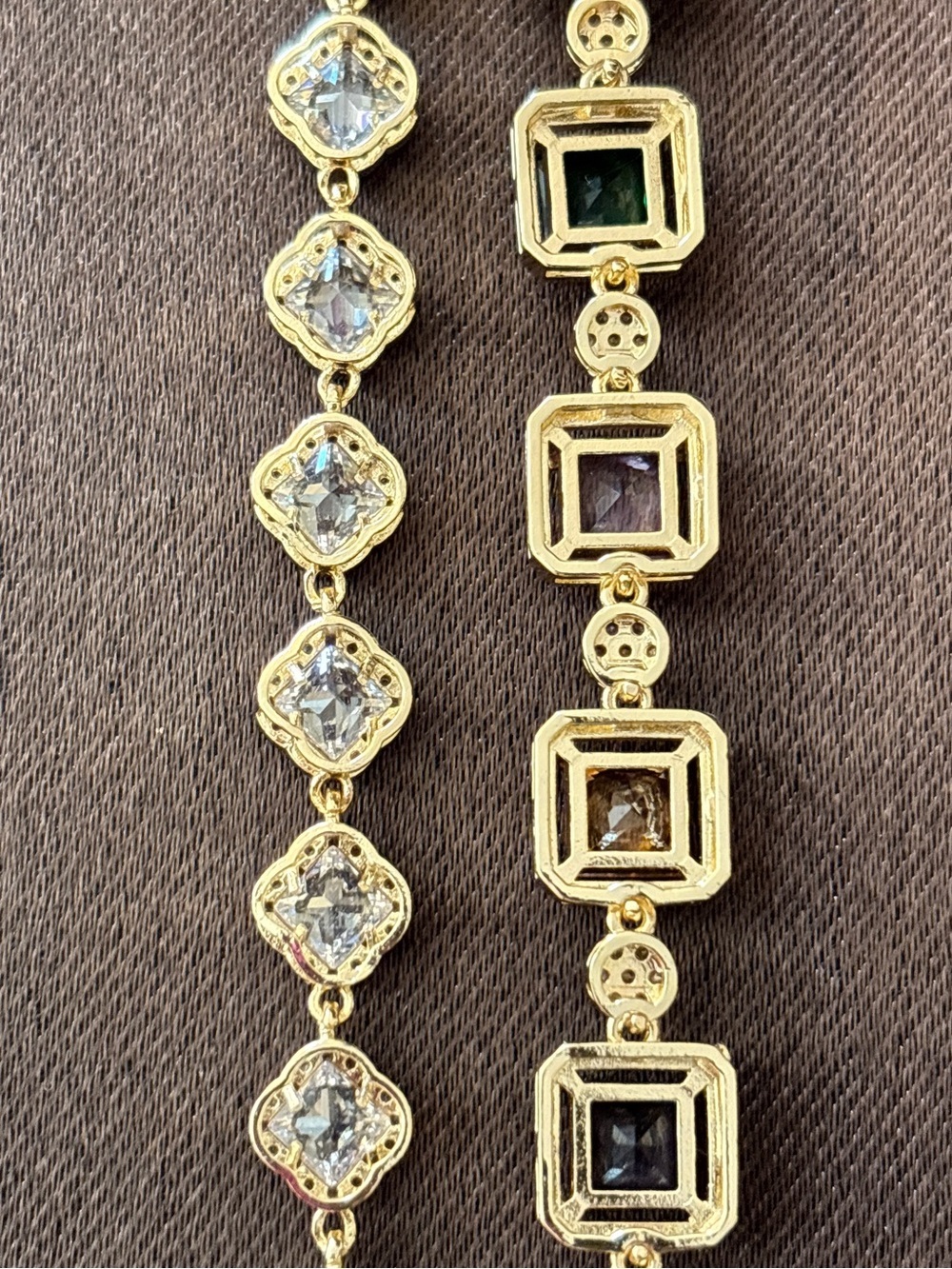 Pretty Bird Yellow Gold Multicolor Princess-Cut & Jelly Clover CZ Bracelets - Picture 12 of 13